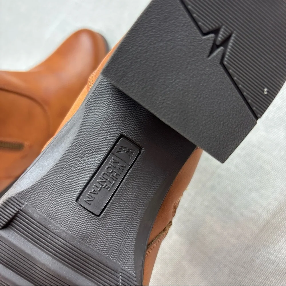 White Mountain Tan Ankle Booties with Buckle Detail